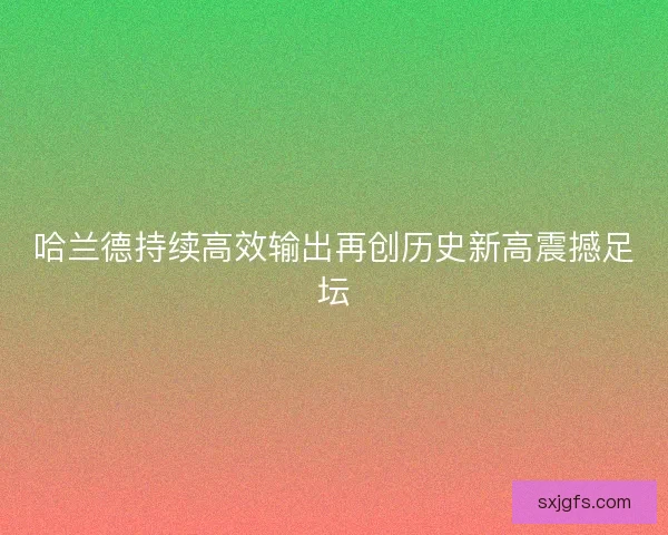 哈兰德持续高效输出再创历史新高震撼足坛