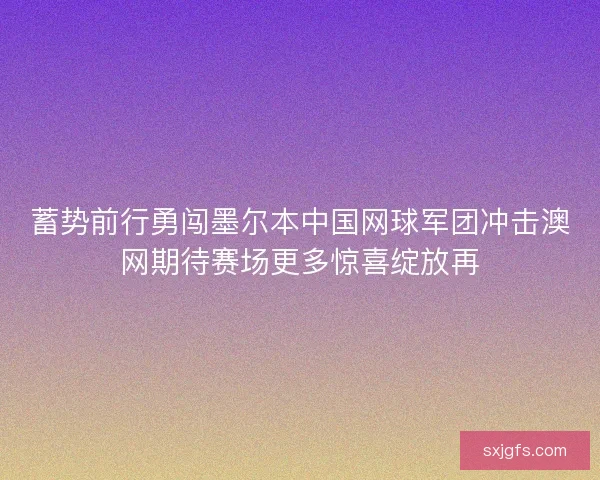 蓄势前行勇闯墨尔本中国网球军团冲击澳网期待赛场更多惊喜绽放再