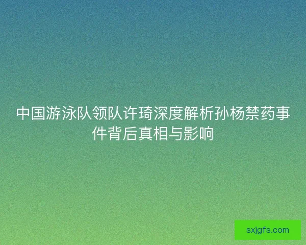 中国游泳队领队许琦深度解析孙杨禁药事件背后真相与影响